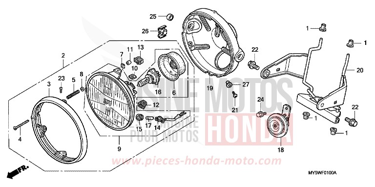 SCHEINWERFER (1) von CB1300 Super Bold'or ABS TITANIUM METALLIC (YR183) von 1997